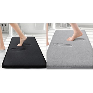 image:imageSmiry Bathroom Rugs Set 2 Piece30x20 Plus 30x20 Extra Soft Absorbent Bath Mat Non Slip Machine Washable Quick Dry Bath Rugs for Bathroom Floor Tub Shower BlackampGrey