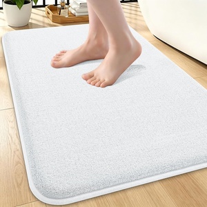 image:imageSmiry Memory Foam Bath Mat 44x24 Extra Soft NonSlip Bathroom Rug Ultra Absorbent Quick Dry Machine Washable Bathroom Mat for Shower Tub amp Floor Decor Navy BlueWhite