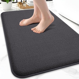 image:imageSmiry Memory Foam Bath Mat 44x24 Extra Soft NonSlip Bathroom Rug Ultra Absorbent Quick Dry Machine Washable Bathroom Mat for Shower Tub amp Floor Decor Navy BlueDary Grey