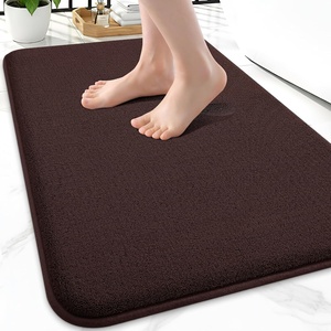 image:imageSmiry Memory Foam Bath Mat 44x24 Extra Soft NonSlip Bathroom Rug Ultra Absorbent Quick Dry Machine Washable Bathroom Mat for Shower Tub amp Floor Decor Navy BlueBrown