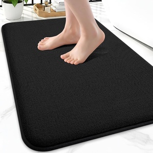 image:imageSmiry Memory Foam Bath Mat 44x24 Extra Soft NonSlip Bathroom Rug Ultra Absorbent Quick Dry Machine Washable Bathroom Mat for Shower Tub amp Floor Decor Navy BlueBlack