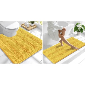 image:imageSmiry Striped Thick Bathroom Rug and Contour Toilet Rug Size 47x20  UShaped 24x20 in Yellow 2 Item Bundle