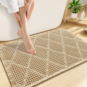 image:imageSmiry Waffle Bath Mat 30x20 Soft Absorbent Non Slip Bathroom Rug with Tassels Machine Washable Quick Dry Bath Mat for Bathroom Floor Tub Shower Home Decor Accessories BrownBrown