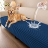 image:imageSmiry Waterproof Couch Cover for Dogs Washable Non Slip Plush Flannel Couch Protector Pet Friendly Soft Sofa Covers for Living Room Dark Green 36 x 71Navy Blue