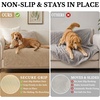 image:imageSmiry Waterproof Couch Cover for Dogs Washable Non Slip Plush Flannel Couch Protector Pet Friendly Soft Sofa Covers for Living Room Dark Green 36 x 71Khaki