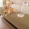 image:imageSmiry Waterproof Couch Cover for Dogs Washable Non Slip Plush Flannel Couch Protector Pet Friendly Soft Sofa Covers for Living Room Dark Green 36 x 71Camel