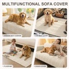 image:imageSmiry Waterproof Couch Covers for Dogs Washable Non Slip Plush Pet Sofa Cover Scratch Resistant Flannel Furniture Protector for Dogs White 36 x 71Apricot