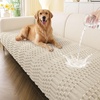 image:imageSmiry Waterproof Couch Covers for Dogs Washable Non Slip Plush Pet Sofa Cover Scratch Resistant Flannel Furniture Protector for Dogs White 36 x 71Apricot