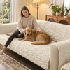 image:imageSmiry Waterproof Couch Covers for Dogs Washable Non Slip Plush Pet Sofa Cover Scratch Resistant Flannel Furniture Protector for Dogs White 36 x 71Apricot