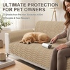 image:imageSmiry Waterproof Couch Covers for Dogs Washable Non Slip Plush Pet Sofa Cover Scratch Resistant Flannel Furniture Protector for Dogs White 36 x 71Khaki