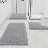 image:imageSmiry Chenille Bath Rug and Mats Set of 3 Non Slip Absorbent Shaggy Bath Rug for Tub Shower and Bath Room UShaped 24 x2024x 16UShaped 24 x20 Grey