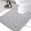 image:imageSmiry Chenille Bath Rug and Mats Set of 3 Non Slip Absorbent Shaggy Bath Rug for Tub Shower and Bath Room UShaped 24 x2024x 16UShaped 24 x20 Grey