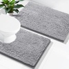 image:imageSmiry Chenille Bath Rug and Mats Set of 3 Non Slip Absorbent Shaggy Bath Rug for Tub Shower and Bath Room UShaped 24 x2024x 16UShaped 24 x20 Grey