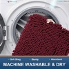 image:imageSmiry Christmas Luxury Chenille Bath Rug 24x16 and Holly Patterns Tablecloth 60x84 Inch Red