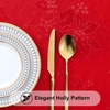 image:imageSmiry Christmas Luxury Chenille Bath Rug 24x16 and Holly Patterns Tablecloth 60x84 Inch Red
