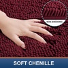 image:imageSmiry Christmas Luxury Chenille Bath Rug 24x16 and Holly Patterns Tablecloth 60x84 Inch Red
