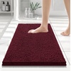 image:imageSmiry Christmas Luxury Chenille Bath Rug 24x16 and Holly Patterns Tablecloth 60x84 Inch Red