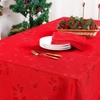 image:imageSmiry Christmas Luxury Chenille Bath Rug 24x16 and Holly Patterns Tablecloth 60x84 Inch Red