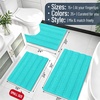 image:imageSmiry Striped Thick Bathroom Rug and Contour Toilet Rug Size 47x24  UShaped 24x20 in Teal 2 Item Bundle