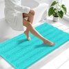 image:imageSmiry Striped Thick Bathroom Rug and Contour Toilet Rug Size 47x24  UShaped 24x20 in Teal 2 Item Bundle