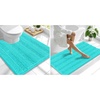 image:imageSmiry Striped Thick Bathroom Rug and Contour Toilet Rug Size 47x24  UShaped 24x20 in Teal 2 Item Bundle