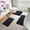 image:imageSmiry Memory Foam Bath Mat 3 Set 24x16 UShaped 20x20 UShaped 24x20Super Soft Absorbent Bathroom Rugs Non Slip Bath Rug Runner for Bathroom Floors Black