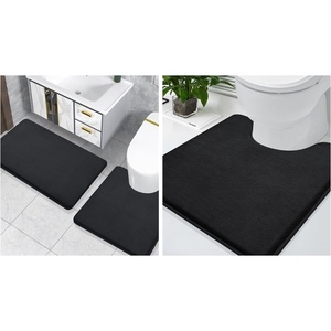 image:imageSmiry Memory Foam Bath Mat 3 Set 24x16 UShaped 20x20 UShaped 24x20Super Soft Absorbent Bathroom Rugs Non Slip Bath Rug Runner for Bathroom Floors Black
