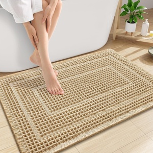 image:imageSmiry Upgraded Waffle Bath Mat for Bathroom 30x20 Soft Absorbent Non Slip Bathroom Rug with Tassels Machine Washable Quick Dry Bath Mat for Floor Tub Shower BrownBrown
