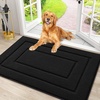 image:imageSmiry Bath Rug and Dog Door Mat Set Luxury Chenille Bath Rug Black 30x20 and Classic Dog Door Mat for Muddy Paws Black 30x20
