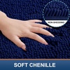 image:imageSmiry Chenille Bath Rug and Mats Set of 3 Non Slip Absorbent Shaggy Bath Rug for Tub Shower and Bath Room UShaped 24 x2030x 20UShaped 24 x20 Navy Blue
