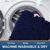 image:imageSmiry Chenille Bath Rug and Mats Set of 3 Non Slip Absorbent Shaggy Bath Rug for Tub Shower and Bath Room UShaped 24 x2030x 20UShaped 24 x20 Navy Blue