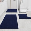 image:imageSmiry Chenille Bath Rug and Mats Set of 3 Non Slip Absorbent Shaggy Bath Rug for Tub Shower and Bath Room UShaped 24 x2030x 20UShaped 24 x20 Navy Blue
