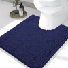 image:imageSmiry Chenille Bath Rug and Mats Set of 3 Non Slip Absorbent Shaggy Bath Rug for Tub Shower and Bath Room UShaped 24 x2030x 20UShaped 24 x20 Navy Blue
