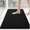 image:imageSmiry Chenille Bath Rug and Mats Set of 3Extra Soft and Absorbent Shaggy Bath Mat Machine Washable NonSlip Plush Carpet 30x 20UShaped 24 x20175x 15 Black