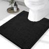 image:imageSmiry Chenille Bath Rug and Mats Set of 3Extra Soft and Absorbent Shaggy Bath Mat Machine Washable NonSlip Plush Carpet 30x 20UShaped 24 x20175x 15 Black
