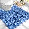 image:imageSmiry Striped Thick Bathroom Rug and Contour Toilet Rug Size 47x20  UShaped 24x20 in Cornflower Blue 2 Item Bundle