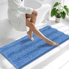 image:imageSmiry Striped Thick Bathroom Rug and Contour Toilet Rug Size 47x20  UShaped 24x20 in Cornflower Blue 2 Item Bundle
