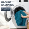 image:imageSmiry Striped Thick Bathroom Rug and Contour Toilet Rug Size 47x24  UShaped 24x20 in Peacock Blue 2 Item Bundle