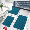 image:imageSmiry Striped Thick Bathroom Rug and Contour Toilet Rug Size 47x24  UShaped 24x20 in Peacock Blue 2 Item Bundle