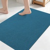 image:imageSmiry Ultra Thin Bath Mat 34x21 Non Slip Rubber Washable Bathroom Rugs  Navy Blue Low Pile Quick Dry Absorbent Bath Mat for Bathroom Floors Tub Sink Shower Outside Home Decor AccessoriesPeacock Blue