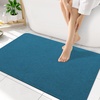 image:imageSmiry Ultra Thin Bath Mat 34x21 Non Slip Rubber Washable Bathroom Rugs  Navy Blue Low Pile Quick Dry Absorbent Bath Mat for Bathroom Floors Tub Sink Shower Outside Home Decor AccessoriesPeacock Blue