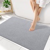 image:imageSmiry Ultra Thin Bath Mat 34x21 Non Slip Rubber Washable Bathroom Rugs  Navy Blue Low Pile Quick Dry Absorbent Bath Mat for Bathroom Floors Tub Sink Shower Outside Home Decor AccessoriesLight Grey