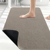 image:imageSmiry Ultra Thin Bath Mat 34x21 Non Slip Rubber Washable Bathroom Rugs  Navy Blue Low Pile Quick Dry Absorbent Bath Mat for Bathroom Floors Tub Sink Shower Outside Home Decor AccessoriesLatte