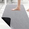 image:imageSmiry Ultra Thin Bath Mat 34x21 Non Slip Rubber Washable Bathroom Rugs  Navy Blue Low Pile Quick Dry Absorbent Bath Mat for Bathroom Floors Tub Sink Shower Outside Home Decor AccessoriesLight Grey