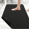 image:imageSmiry Ultra Thin Bath Mat 34x21 Non Slip Rubber Washable Bathroom Rugs  Navy Blue Low Pile Quick Dry Absorbent Bath Mat for Bathroom Floors Tub Sink Shower Outside Home Decor AccessoriesBlack
