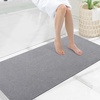 image:imageSmiry Ultra Thin Bath Mat 34x21 Non Slip Rubber Washable Bathroom Rugs  Navy Blue Low Pile Quick Dry Absorbent Bath Mat for Bathroom Floors Tub Sink Shower Outside Home Decor AccessoriesGrey