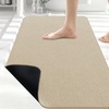 image:imageSmiry Ultra Thin Bath Mat 34x21 Non Slip Rubber Washable Bathroom Rugs  Navy Blue Low Pile Quick Dry Absorbent Bath Mat for Bathroom Floors Tub Sink Shower Outside Home Decor AccessoriesBeige