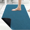 image:imageSmiry Ultra Thin Bath Mat 34x21 Non Slip Rubber Washable Bathroom Rugs  Navy Blue Low Pile Quick Dry Absorbent Bath Mat for Bathroom Floors Tub Sink Shower Outside Home Decor AccessoriesPeacock Blue