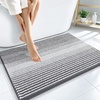 image:imageSmiry Chenille Bathroom Rugs 30x20 Extra Soft Absorbent Striped Bath Mat Machine Washable Rubber Backing Bath Rugs for Tub amp Shower Modern Home Decor Accessories GreyGrey