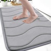 image:imageSmiry Memory Foam Bath Mat 32x20 Extra Soft and Absorbent Bathroom Mats Non Slip Washable Carpet for Floor Shower and Tub BlackGrey